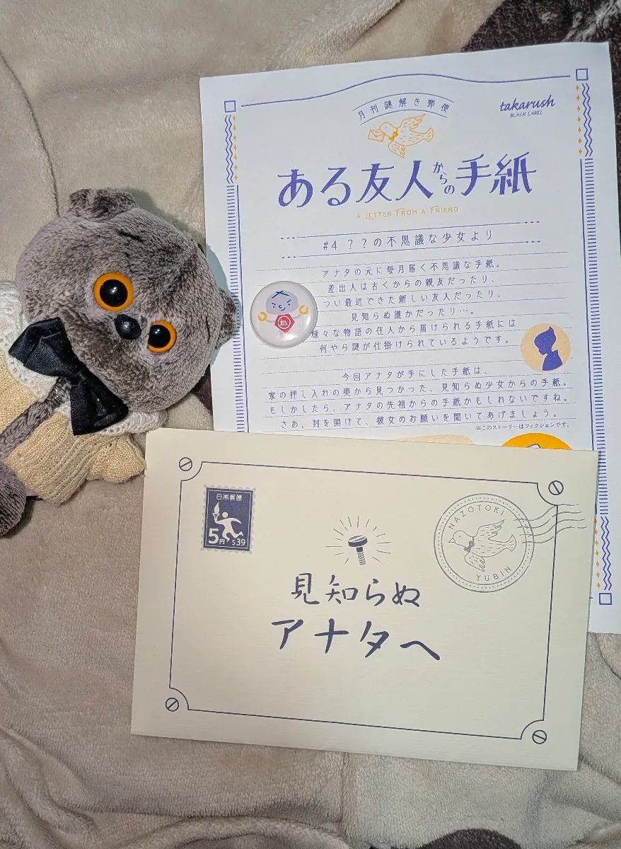 『ある友人からの手紙』#4 ？？の不思議な少女より 月刊謎解き郵便のナゾ活写真